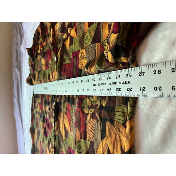 Vintage Ship N Shore Women Short Sleeve Button-Up Shirt 2X Abstract Floral Print - Picture 7 of 9